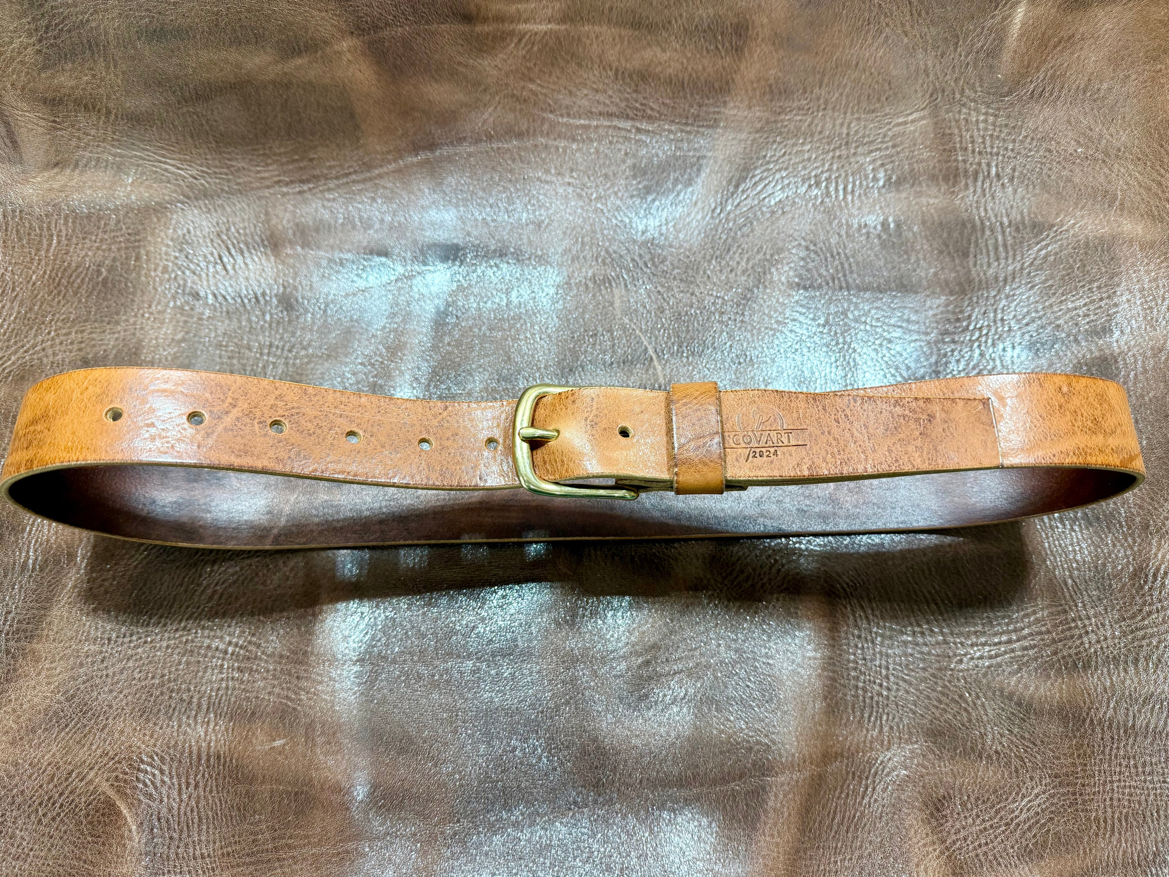 Hand-stitched leather belt Dravon 35