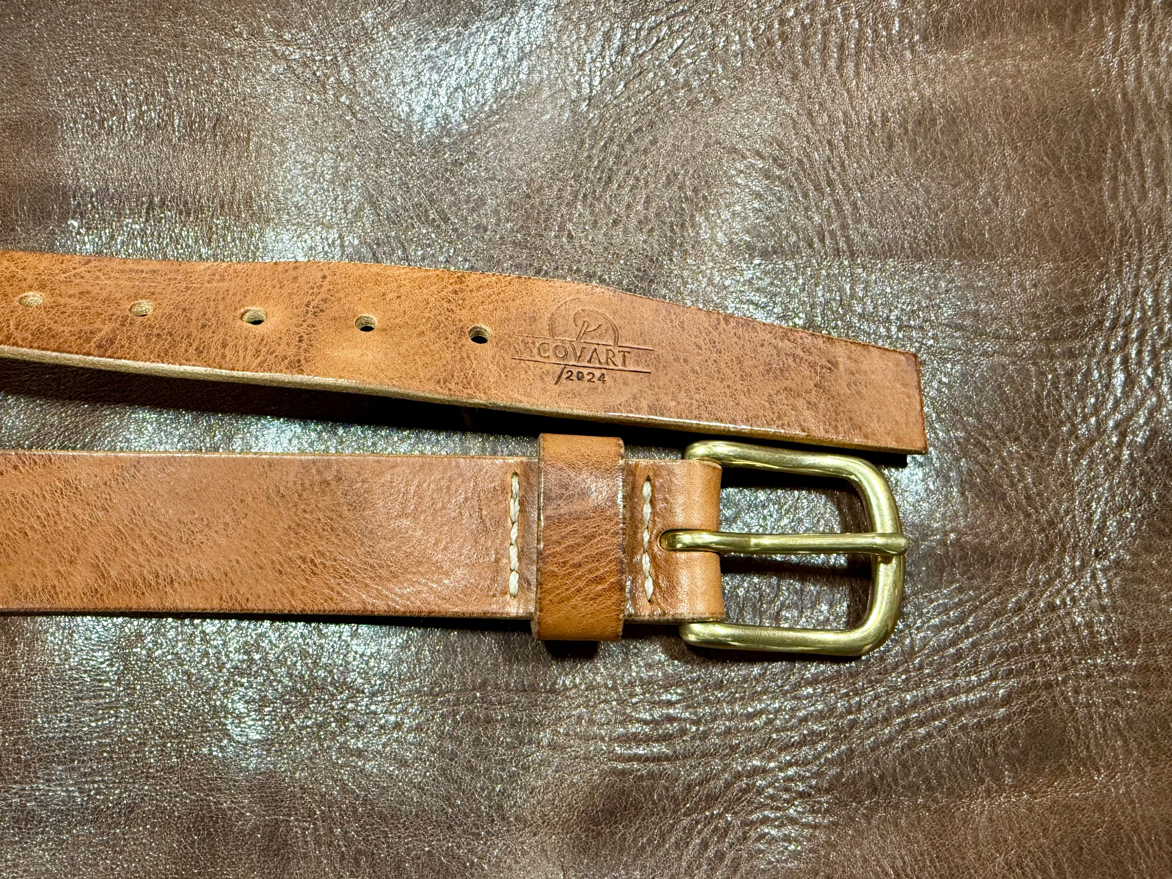 Hand-stitched leather belt Dravon 35