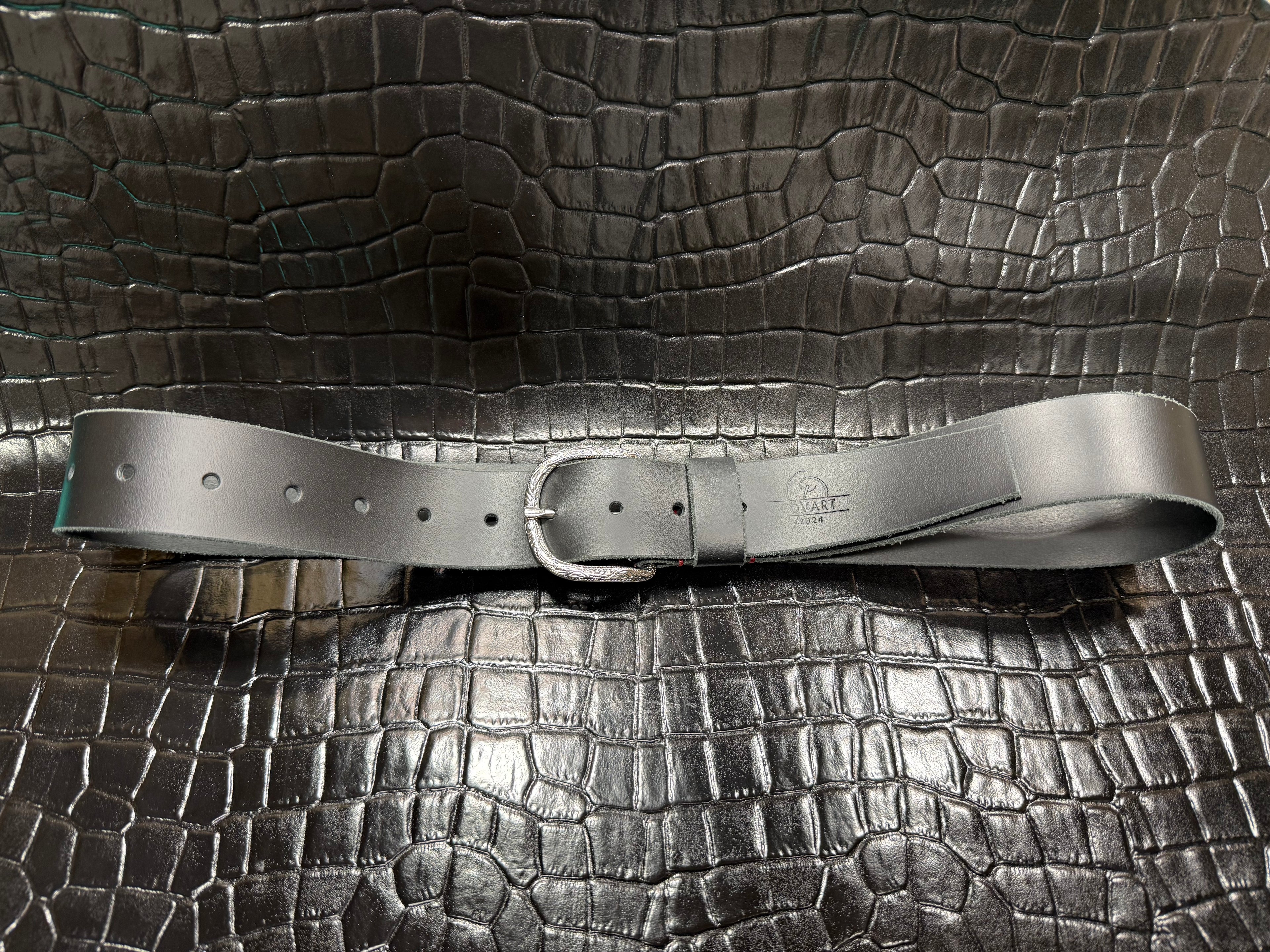 Hand-stitched leather belt Kaelis 40