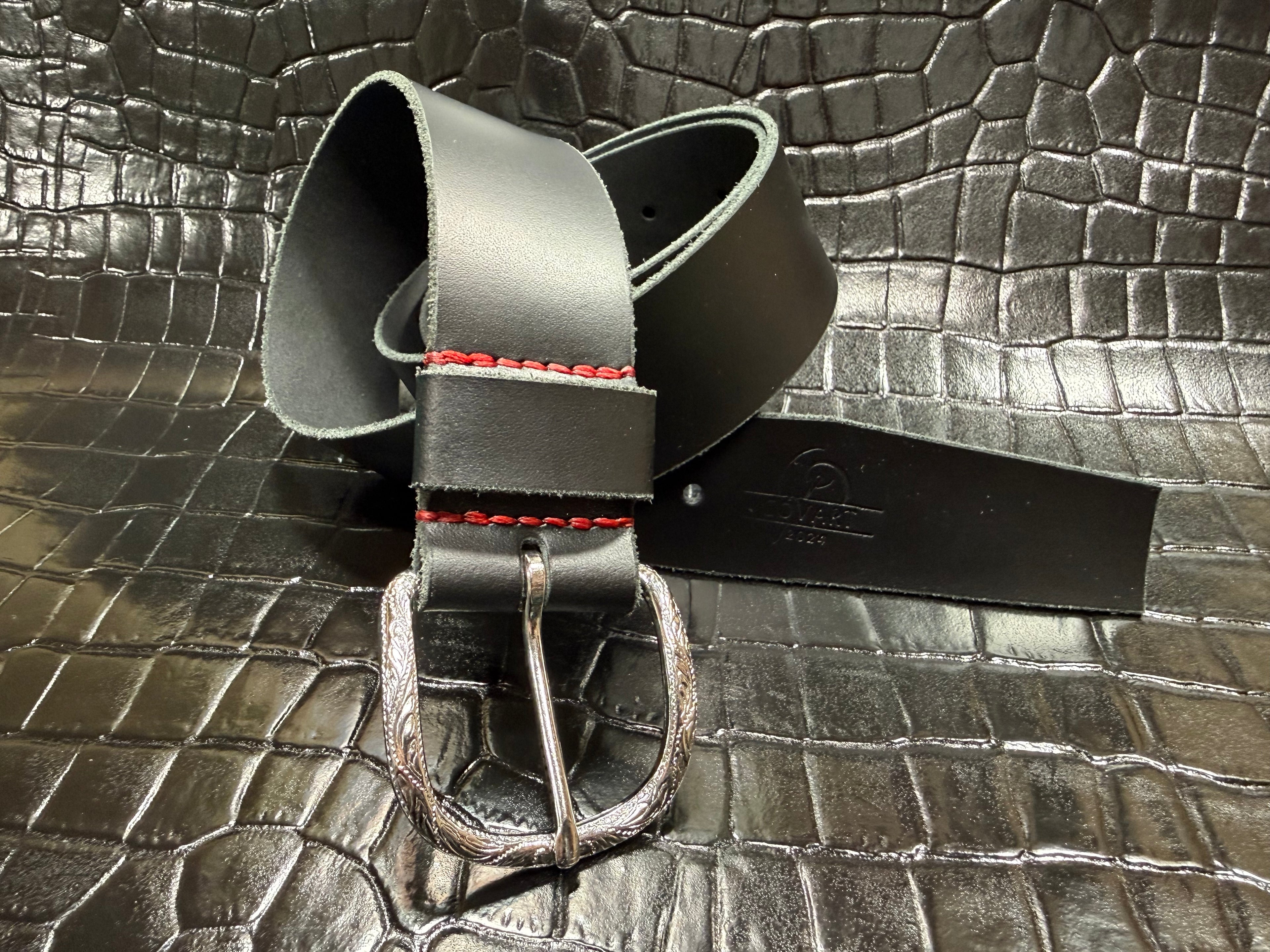 Hand-stitched leather belt Kaelis 40