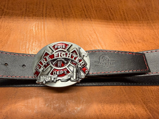 Ručno izrađeni kožni remen Black Forge 43 – Fire Edition