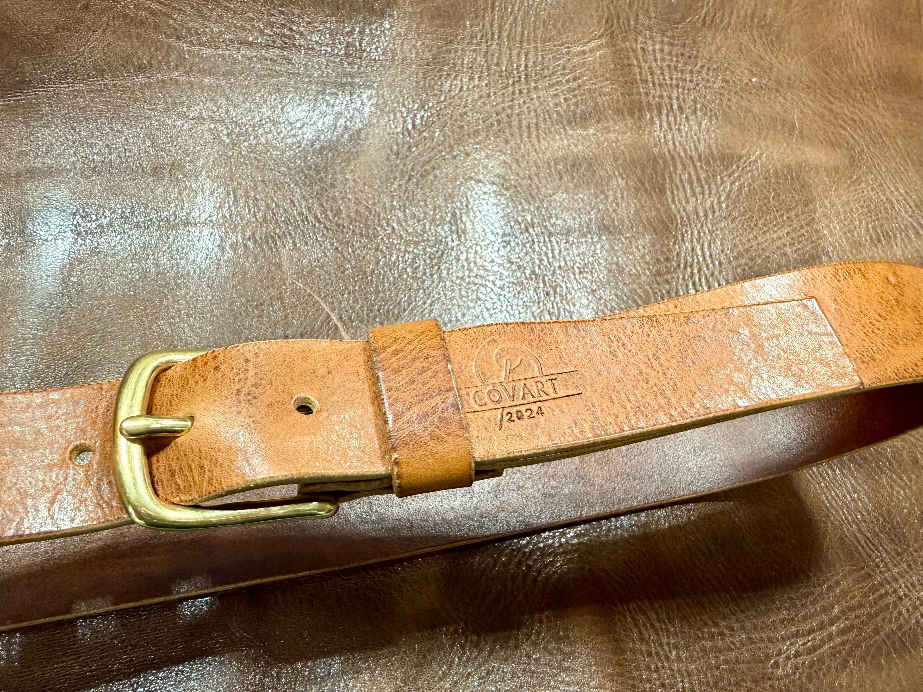 Hand-stitched leather belt Dravon 35