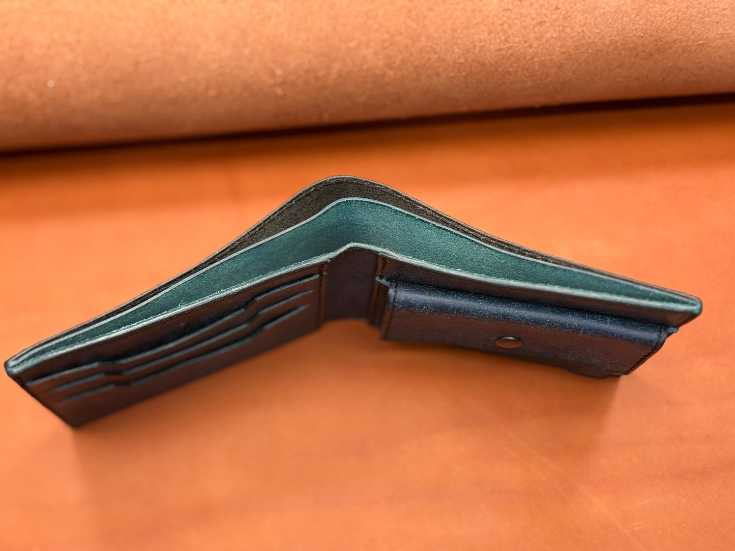 Hand-stitched leather wallet