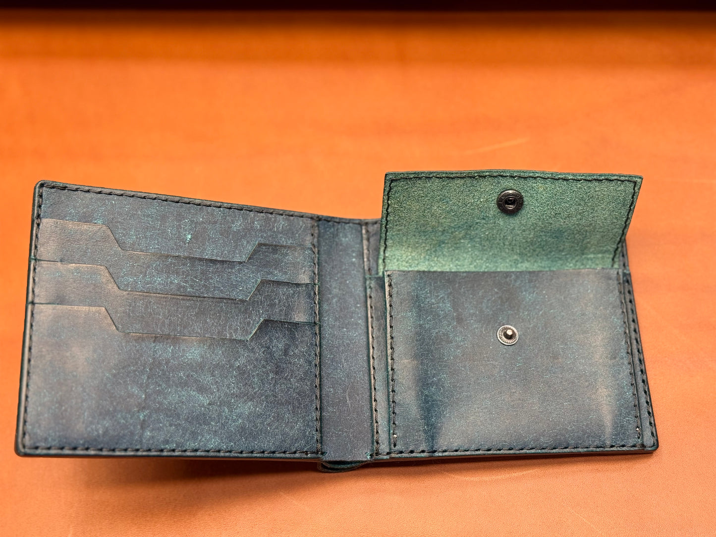 Hand-stitched leather wallet