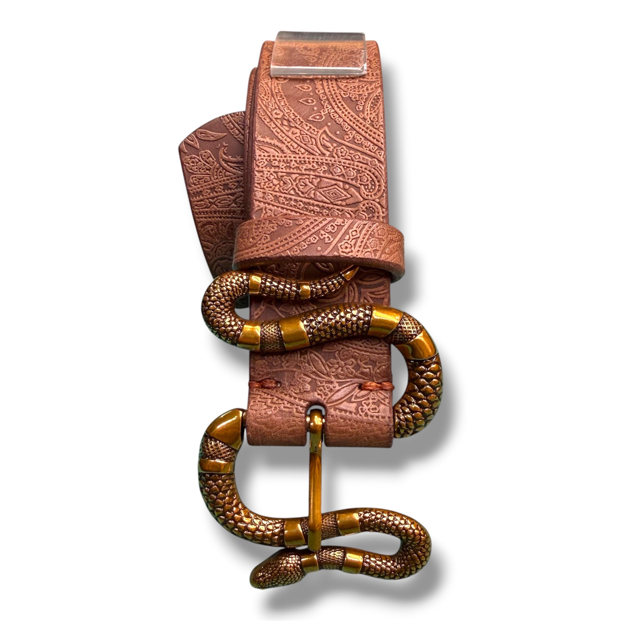 Women's belt with snake buckle