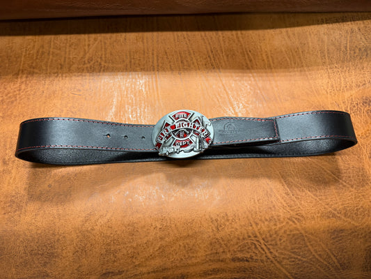 Ručno izrađeni kožni remen Black Forge 43 – Fire Edition