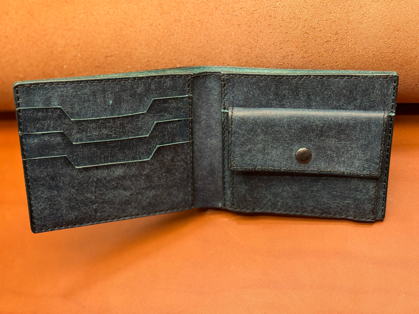 Hand-stitched leather wallet