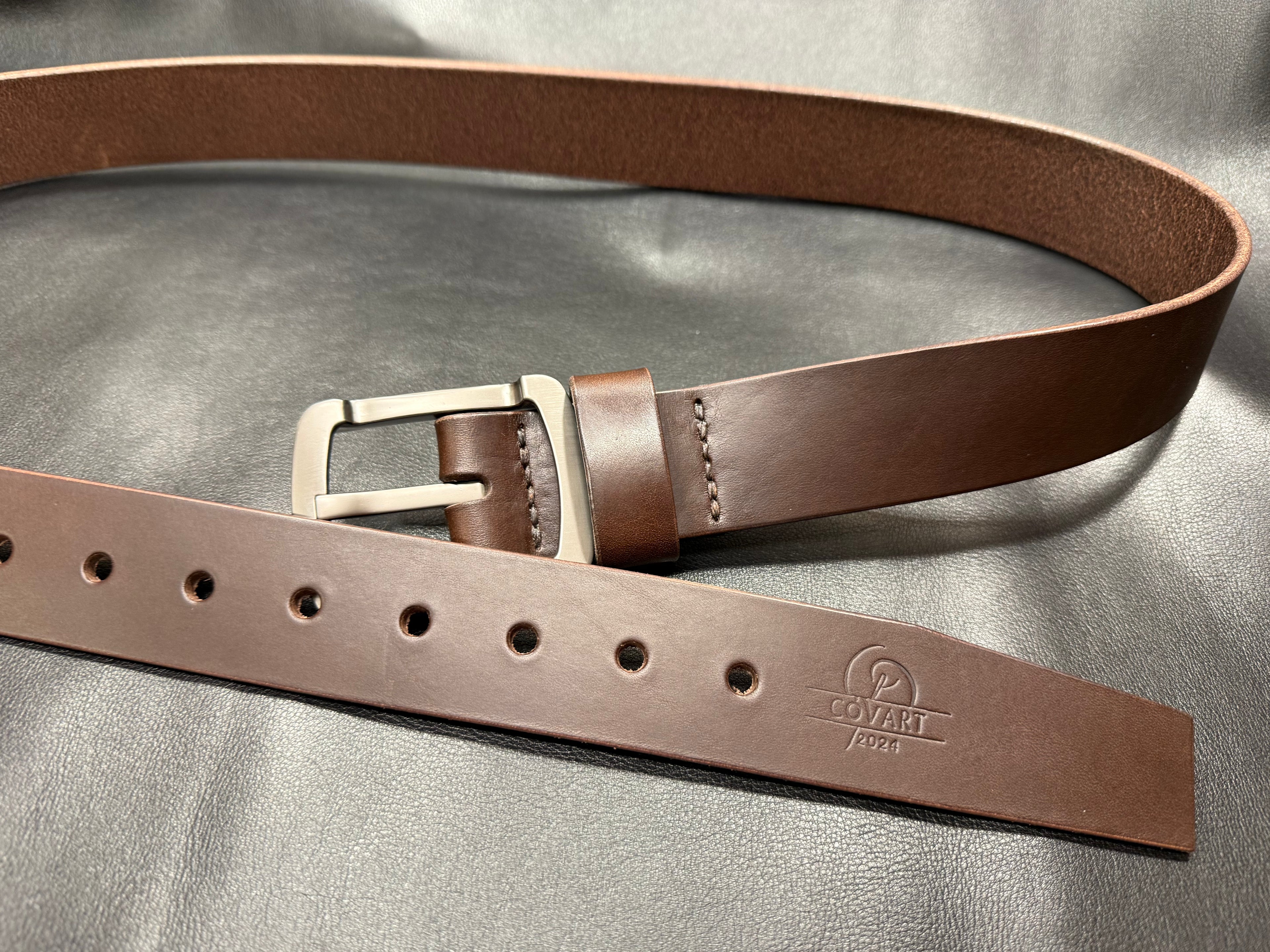 Hand-stitched leather belt Dravon 40