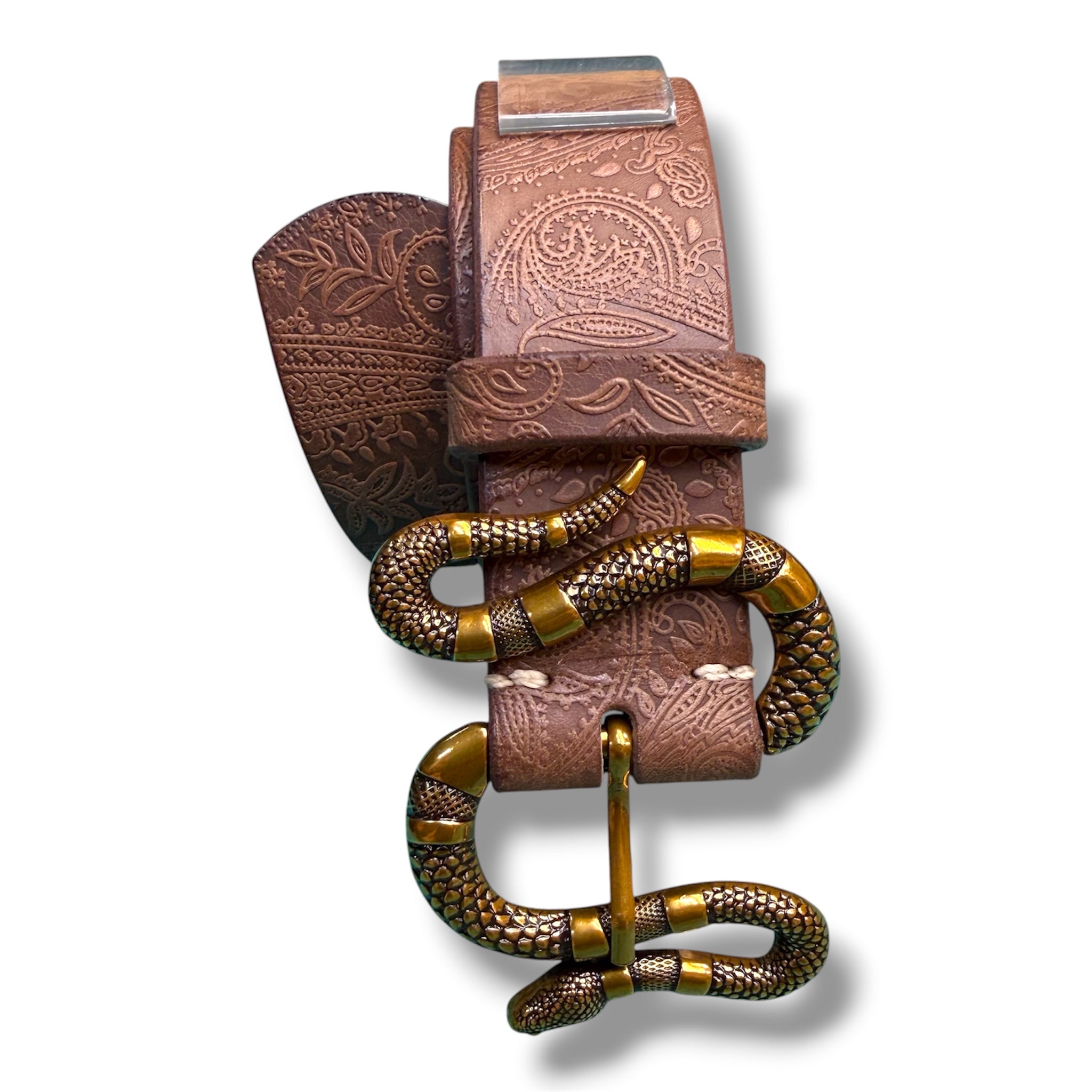 Women's belt with snake buckle