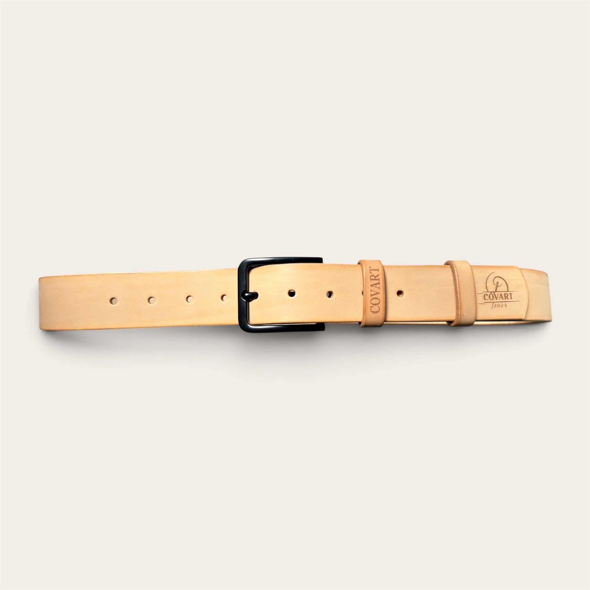 Hand-stitched leather belt Nature 40 B