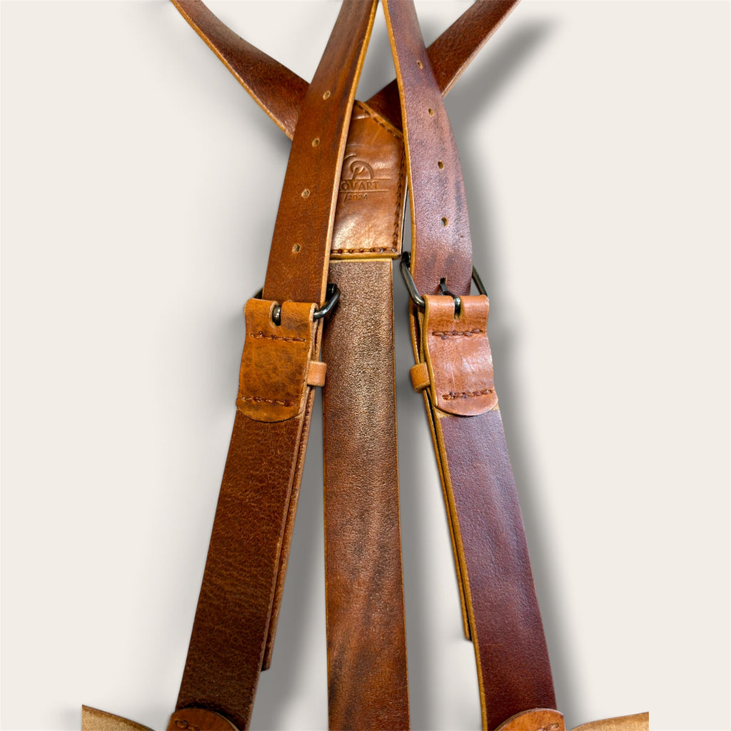 Hand-stitched vintage leather suspenders