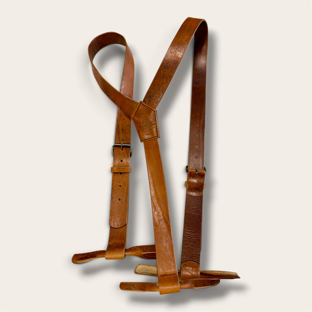Hand-stitched vintage leather suspenders