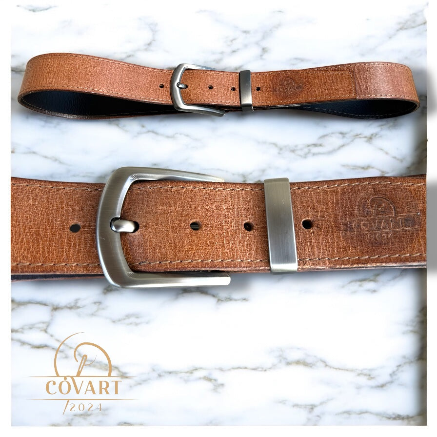 Hand-stitched leather belt Zerath 40